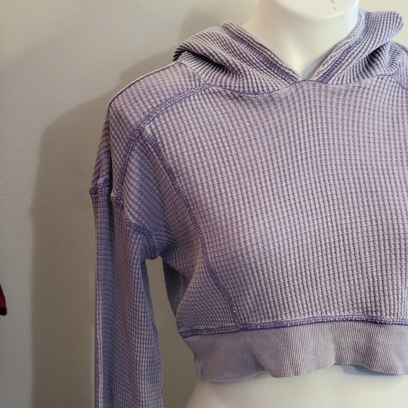 Wild Fable Cropped Waffle knit Hoodie Purple Size S - Picture 6 of 13